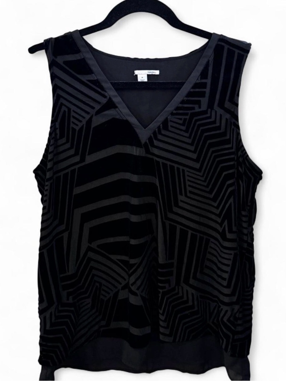 NORDSTROM Halogen Luxe Velvet Burnout Geometric Overlay V-Neck Tank Top